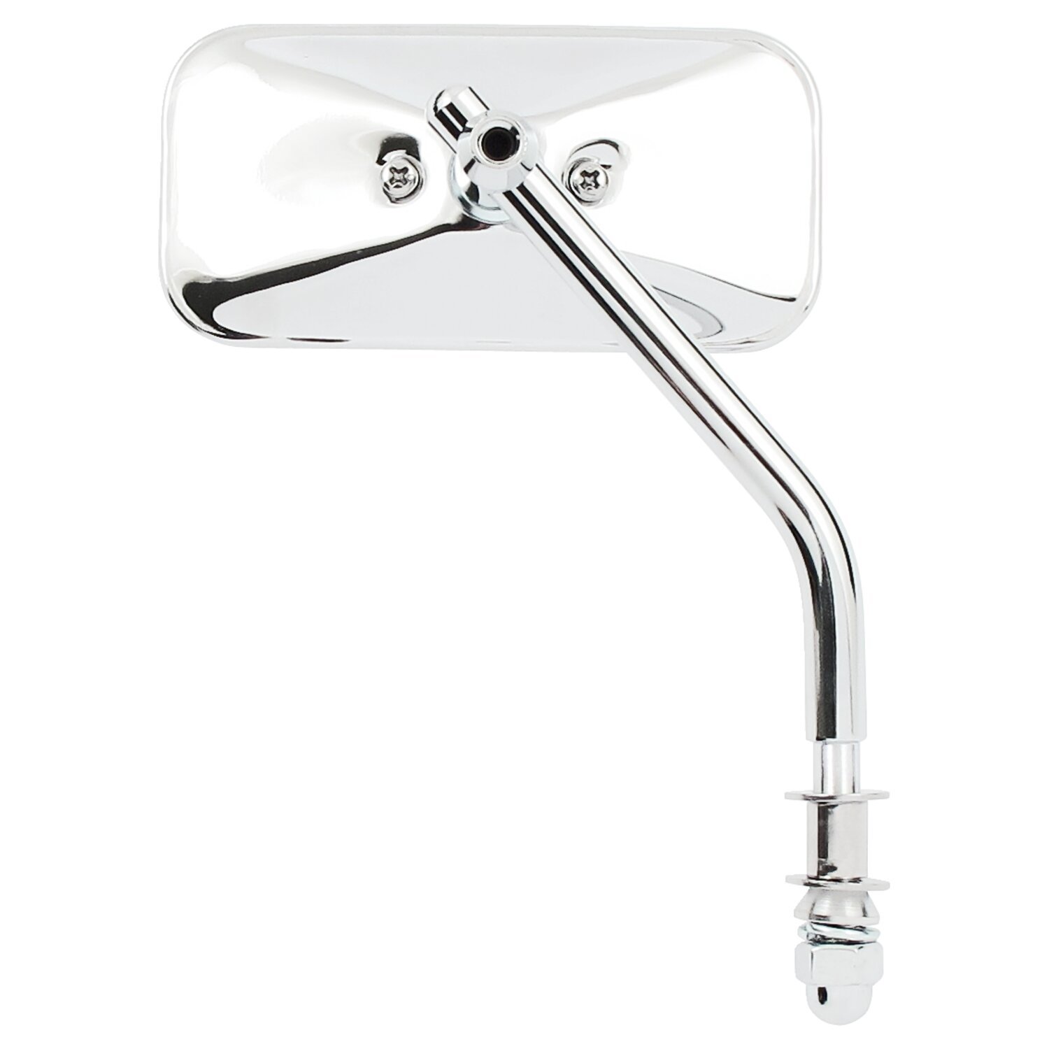 Small rectangular mirror. short stem, Unpainted, Chrome