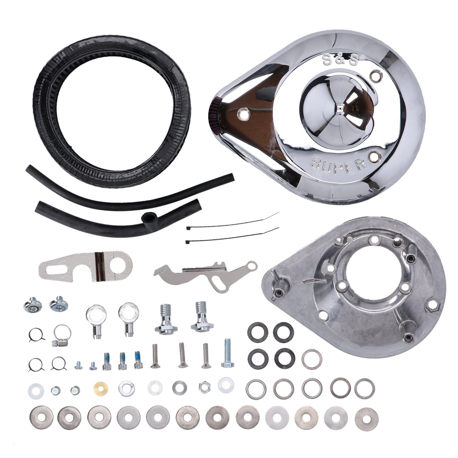 S&S, teardrop air cleaner assembly. Chrome