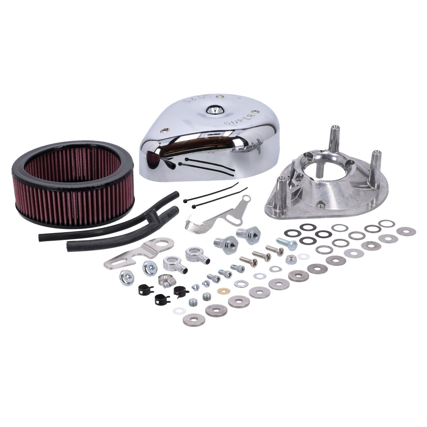 S&S, teardrop air cleaner assembly. Chrome