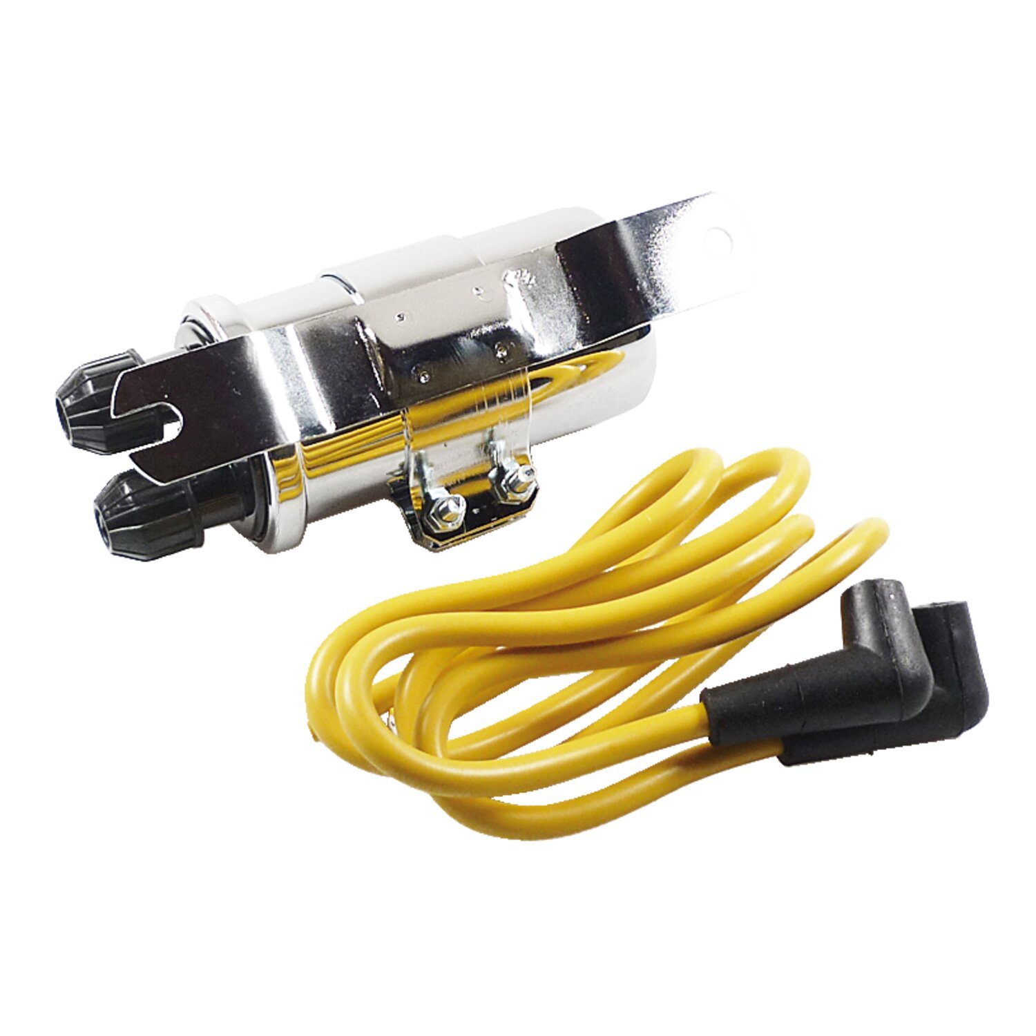 Round custom ignition coil kit, 6v, Chrome
