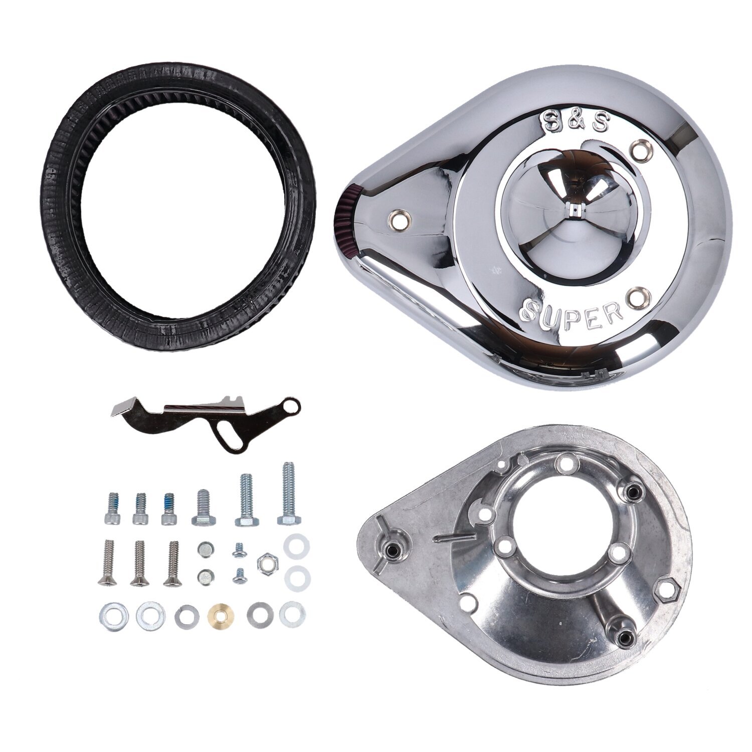 S&S, teardrop air cleaner assembly. Chrome