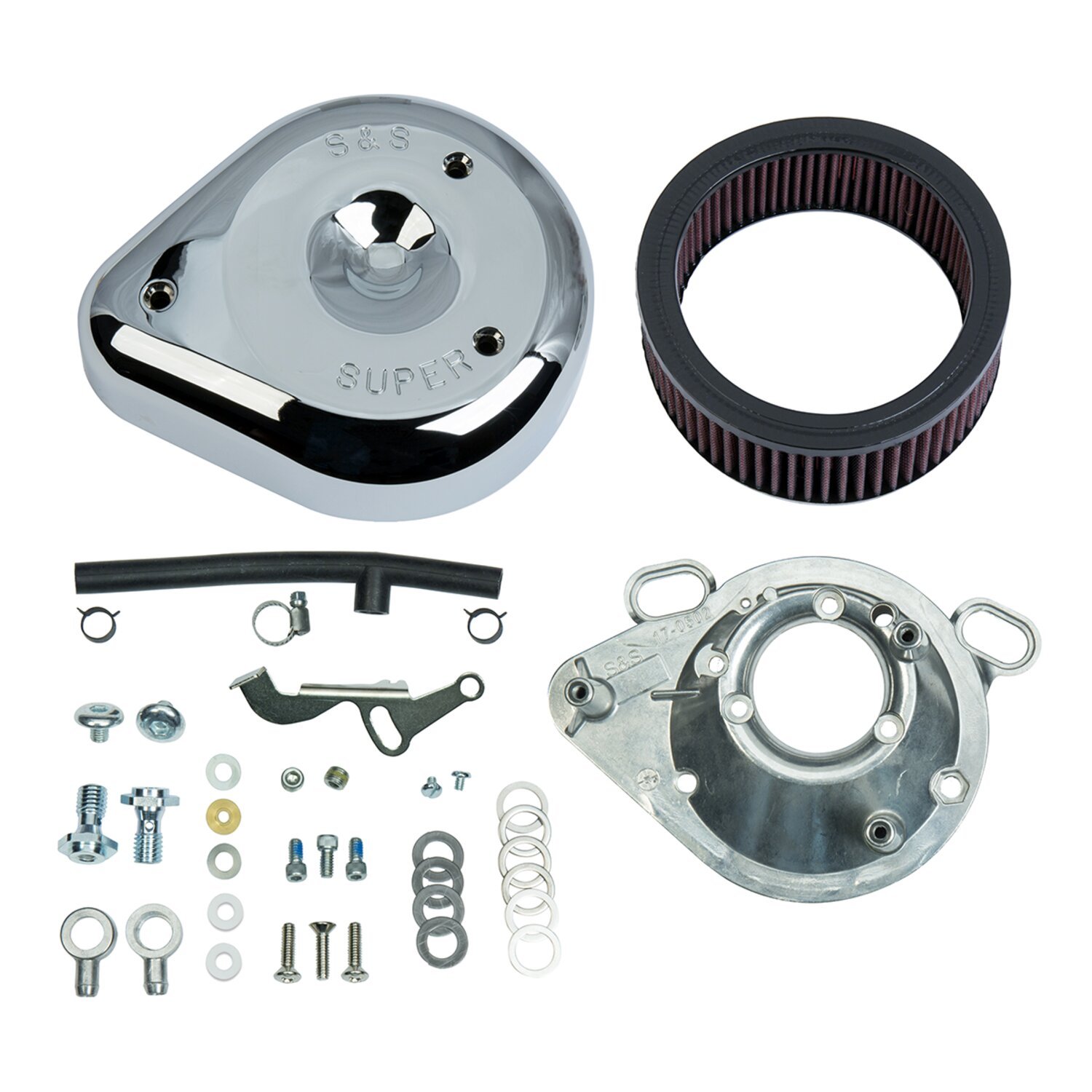 S&S, teardrop air cleaner assembly. Chrome