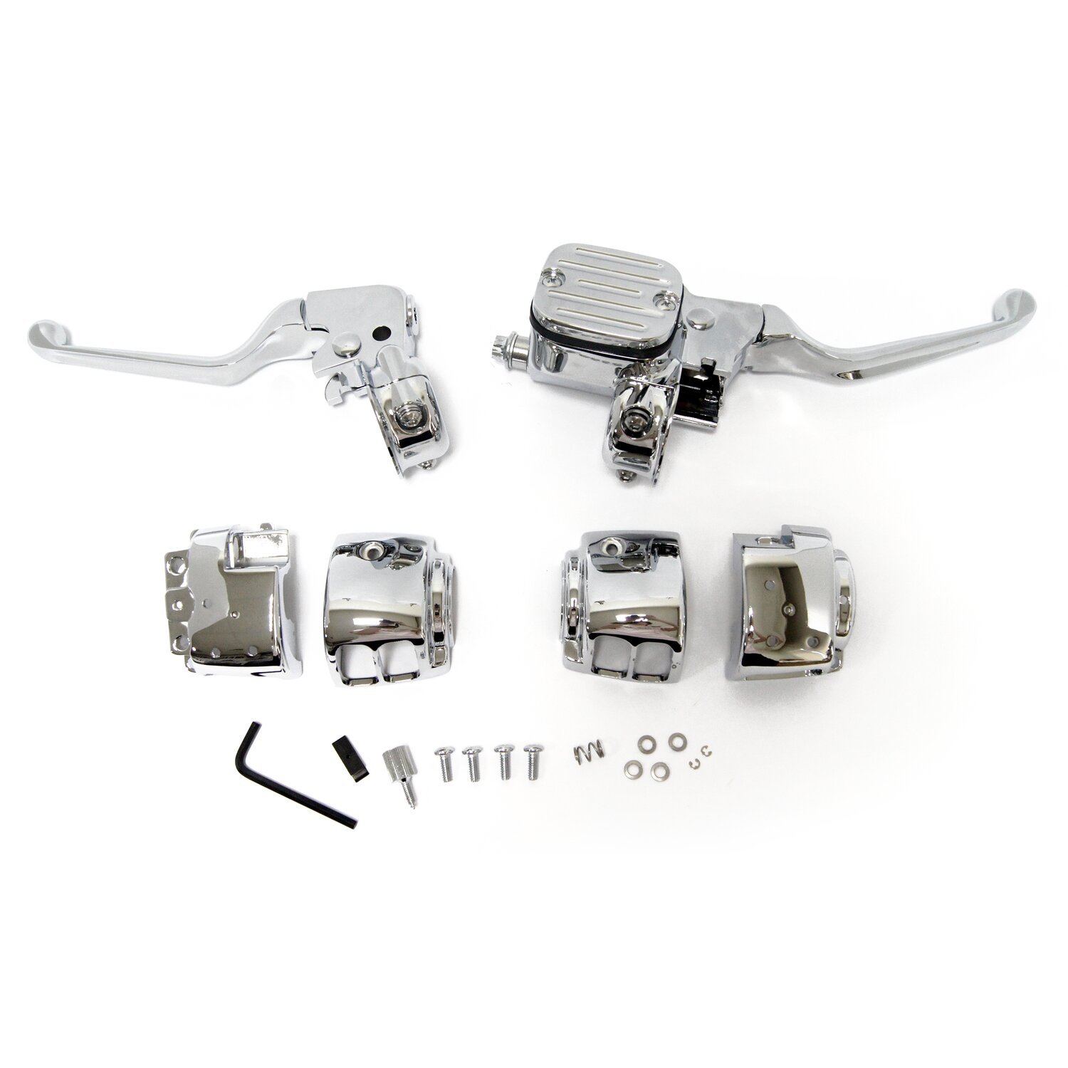 Handlebar control kit chrome 11/16" bore, Silver