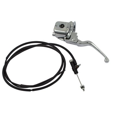 Chrome. Incl. clutch side only. Convert from stock cable operated clutch to hydraulic. 
- Includes clutch master cylinder, hydraulic clutch line and the clutch slave cylinder, used inside the transmission end cover, to operate the clutch. Matches stock handlebar brake master cylinder.