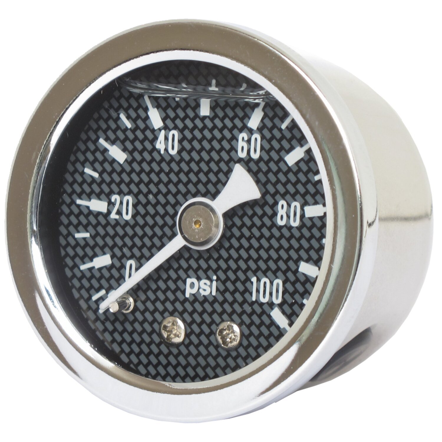 Marshall oil pressure gauge, 0-100 PSI. Stainless housing, Black, Polished