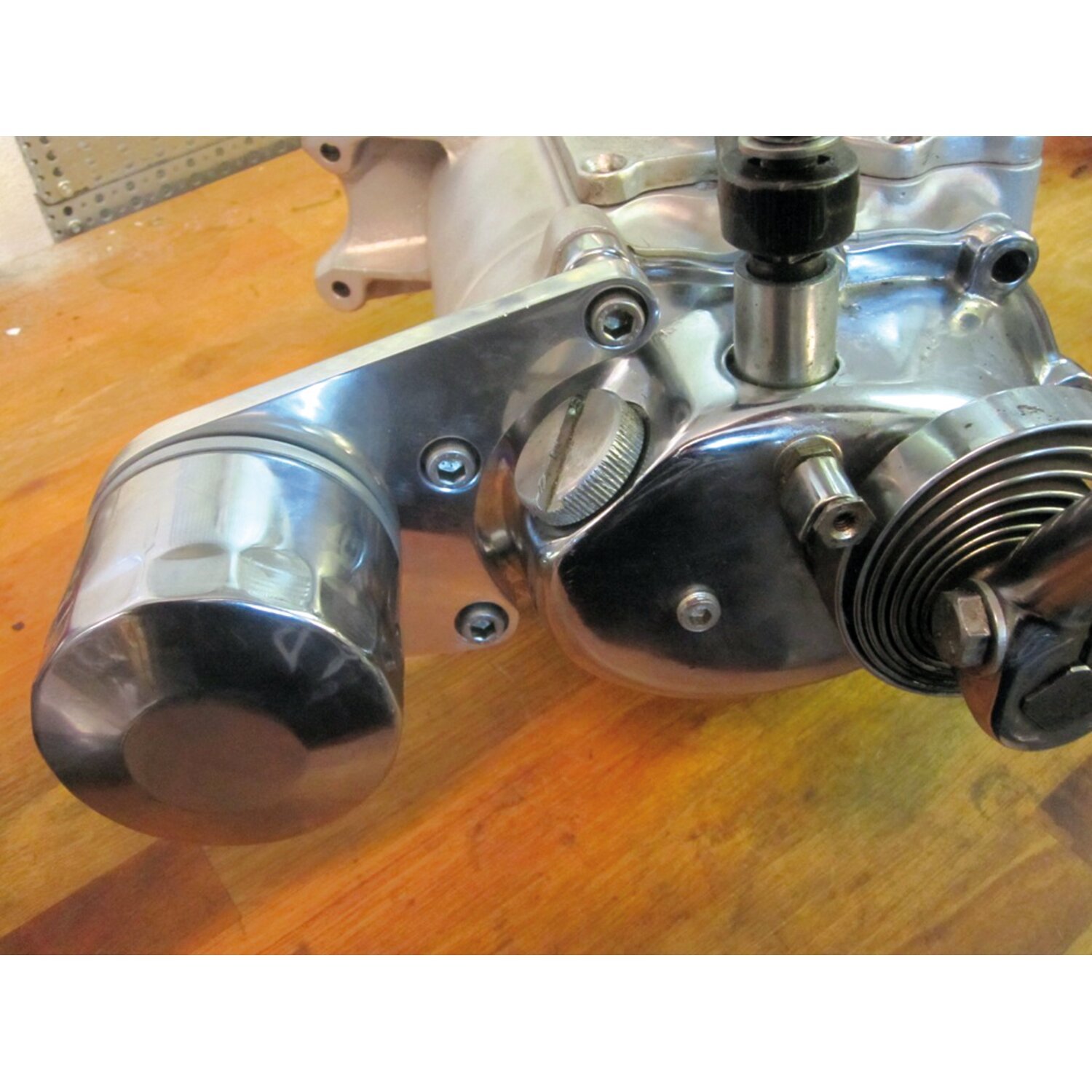 Streethogs, 4-sp transm. mounted oil filter bracket. Rear, Chrome