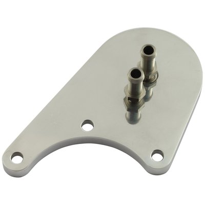 Rear side mount. 
Mounts to rear side of kickstart / transmission end cover of 36-86 4-sp Big Twin models. 
Allows installation of a regular spin-on style oil filter. 
Polished aluminum.
Note: Longer studs / bolts required for installation.