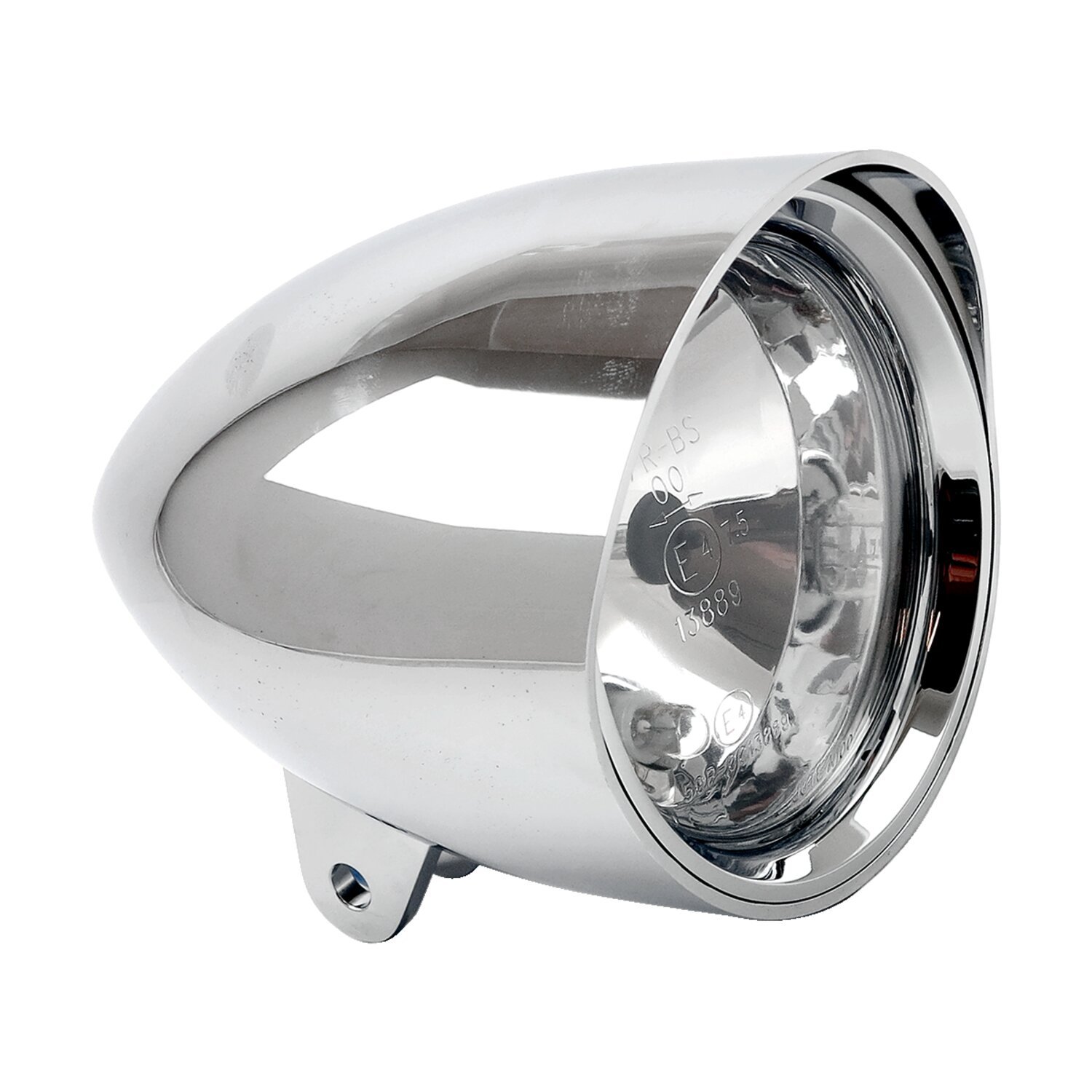 Smoothie 5-3/4" headlamp with round visor, Chrome