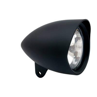 - Matte black aluminum body 
- Elongated headlamp shell 
- With H4 bulb 
- ECE approved lens 
- Bottom mount.