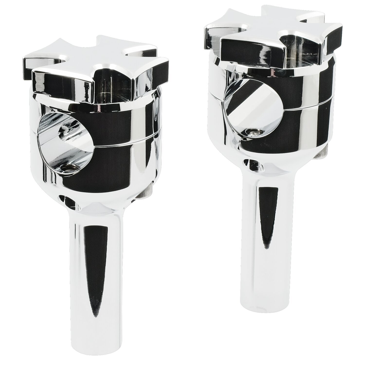 Maltese riser set. 4" rise, Silver, Chrome