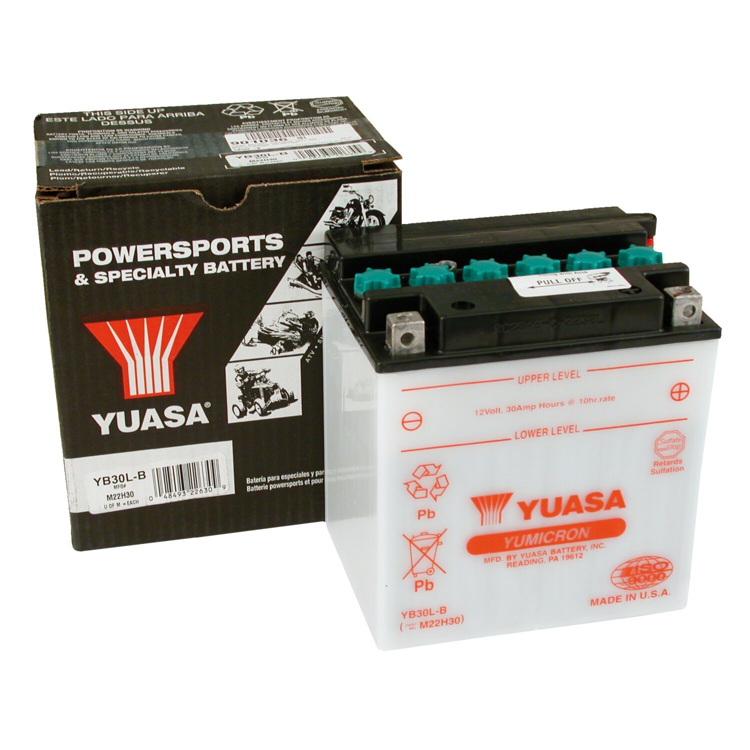 Yuasa, Yumicron 12V lead-acid battery YB30L-B. 30Ah