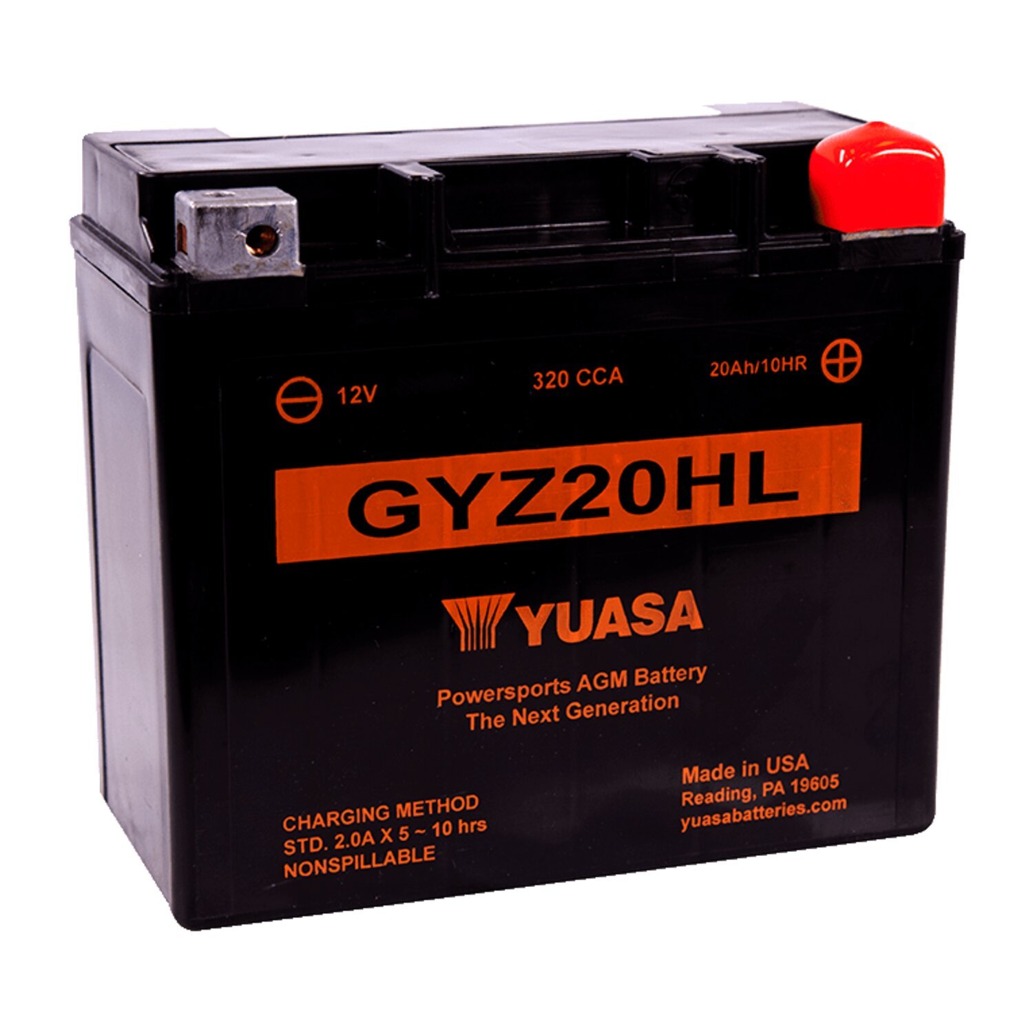 Yuasa, GYZ series AGM battery GYZ20HL, Black