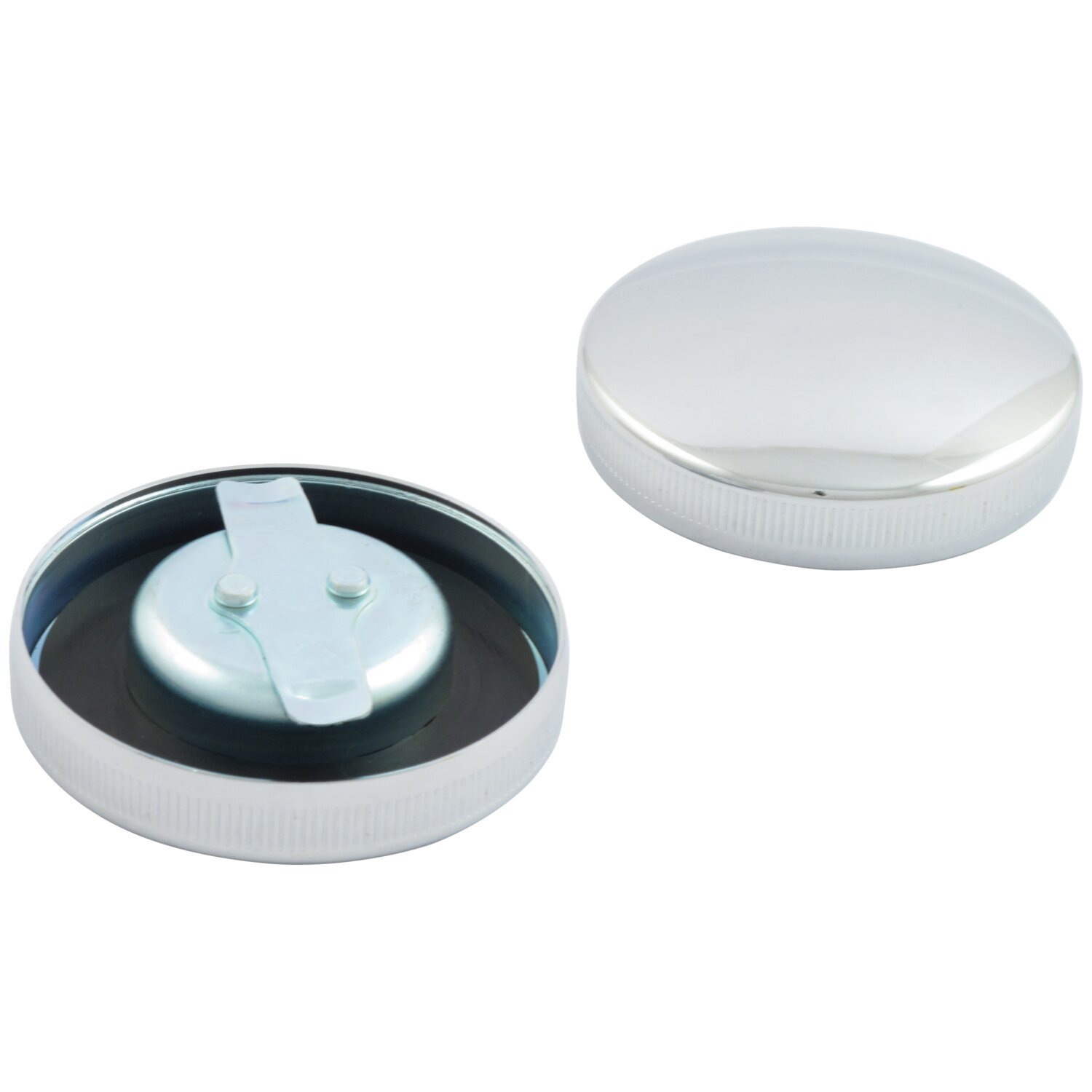 Early bayonet style gas cap set, Chrome
