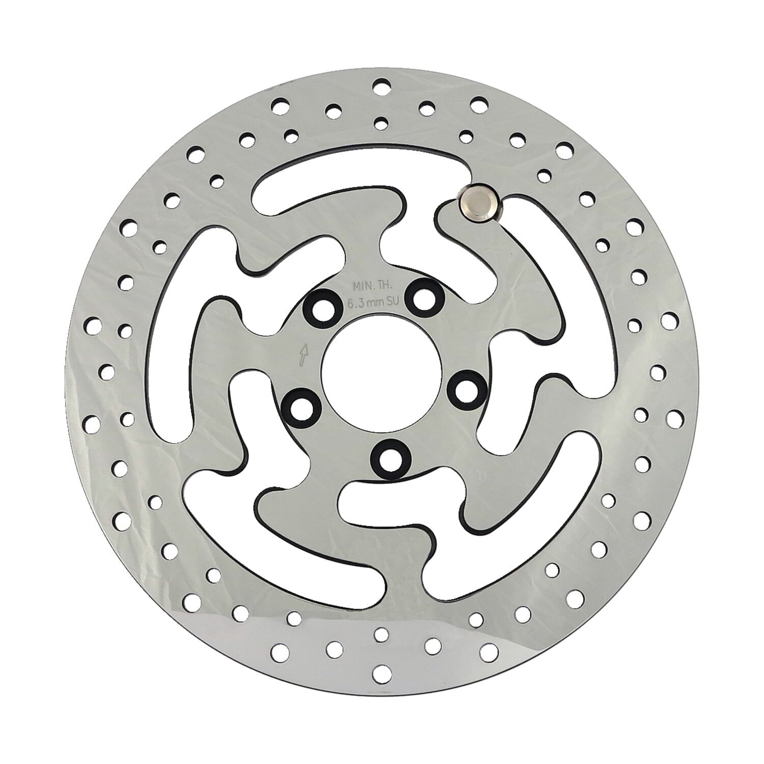Brake rotor rear, drilled. Polished stainless