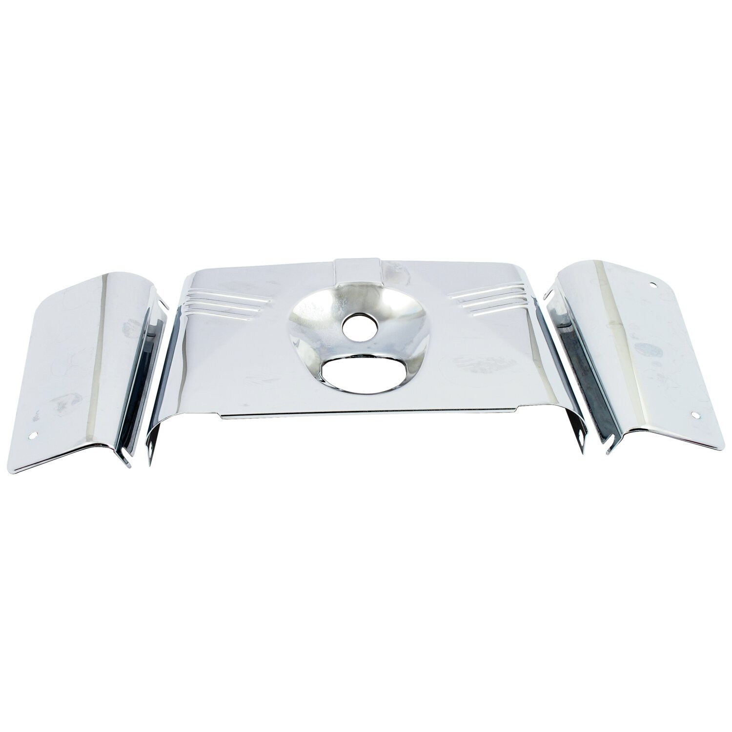 Fork panel kit 3-piece. Ribbed, Chrome
