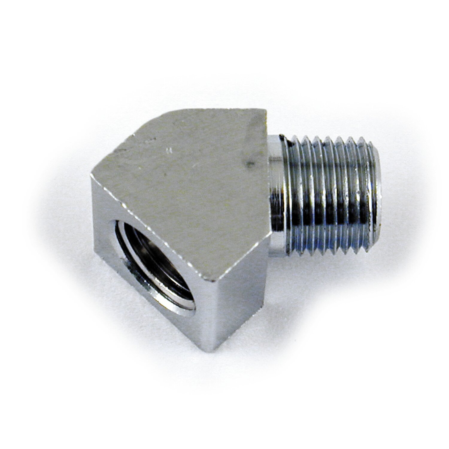 Streethogs, adapter fitting, 45 degrees. 1/8" NPT. Stainless, Raw