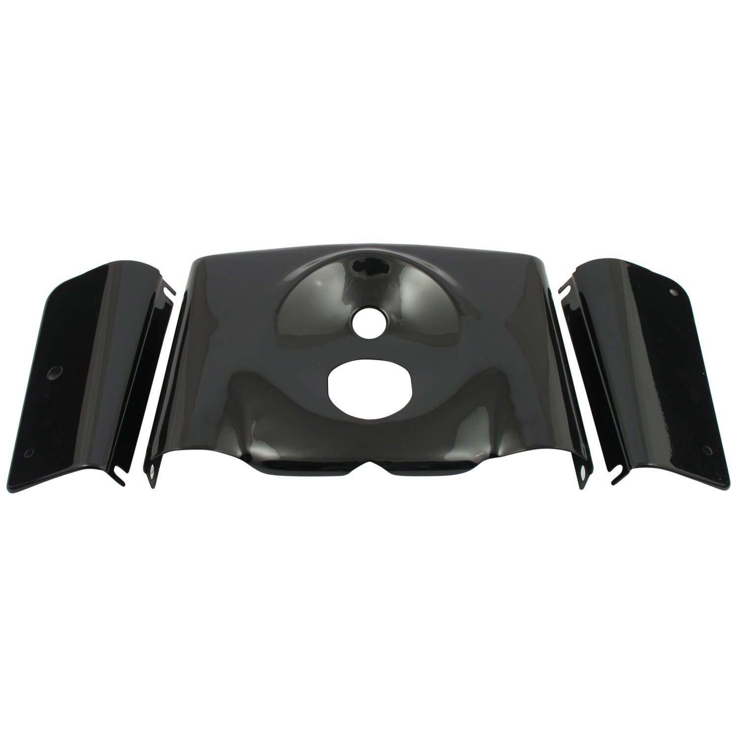 Fork panel kit 3-piece. Smooth, Black, Gloss