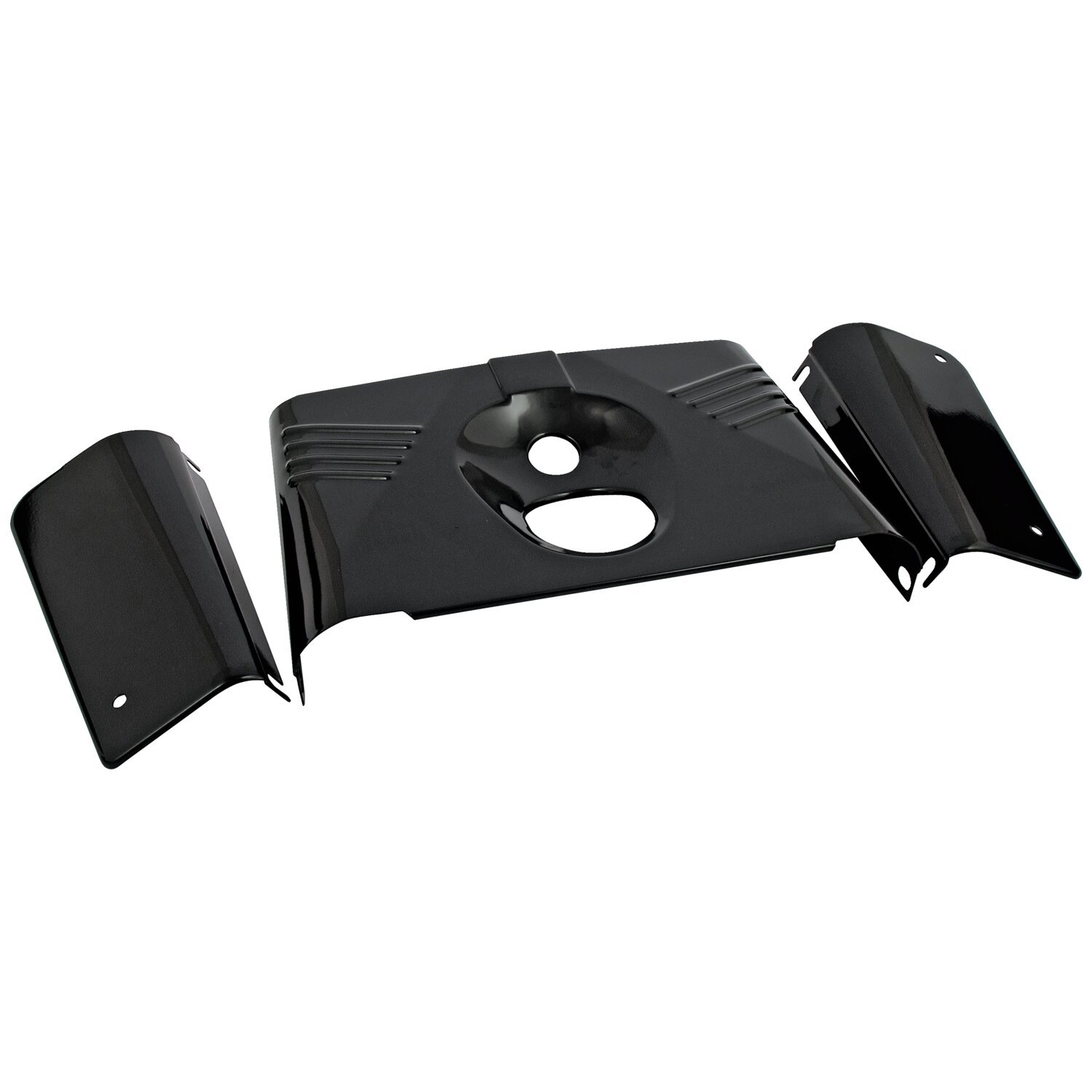 Fork panel kit 3-piece. Ribbed, Black, Gloss