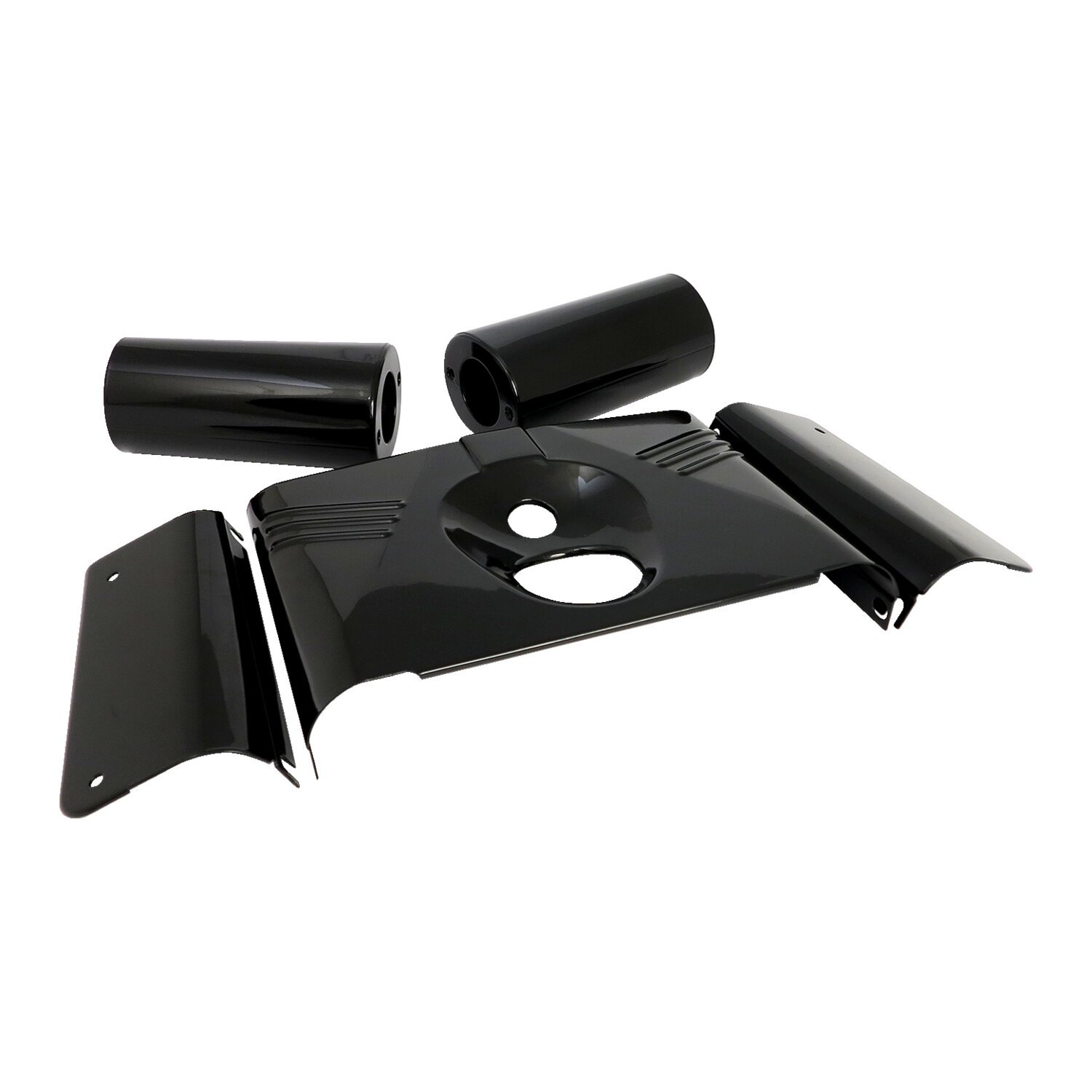 Fork panel kit 5-piece. Ribbed, Black, Gloss