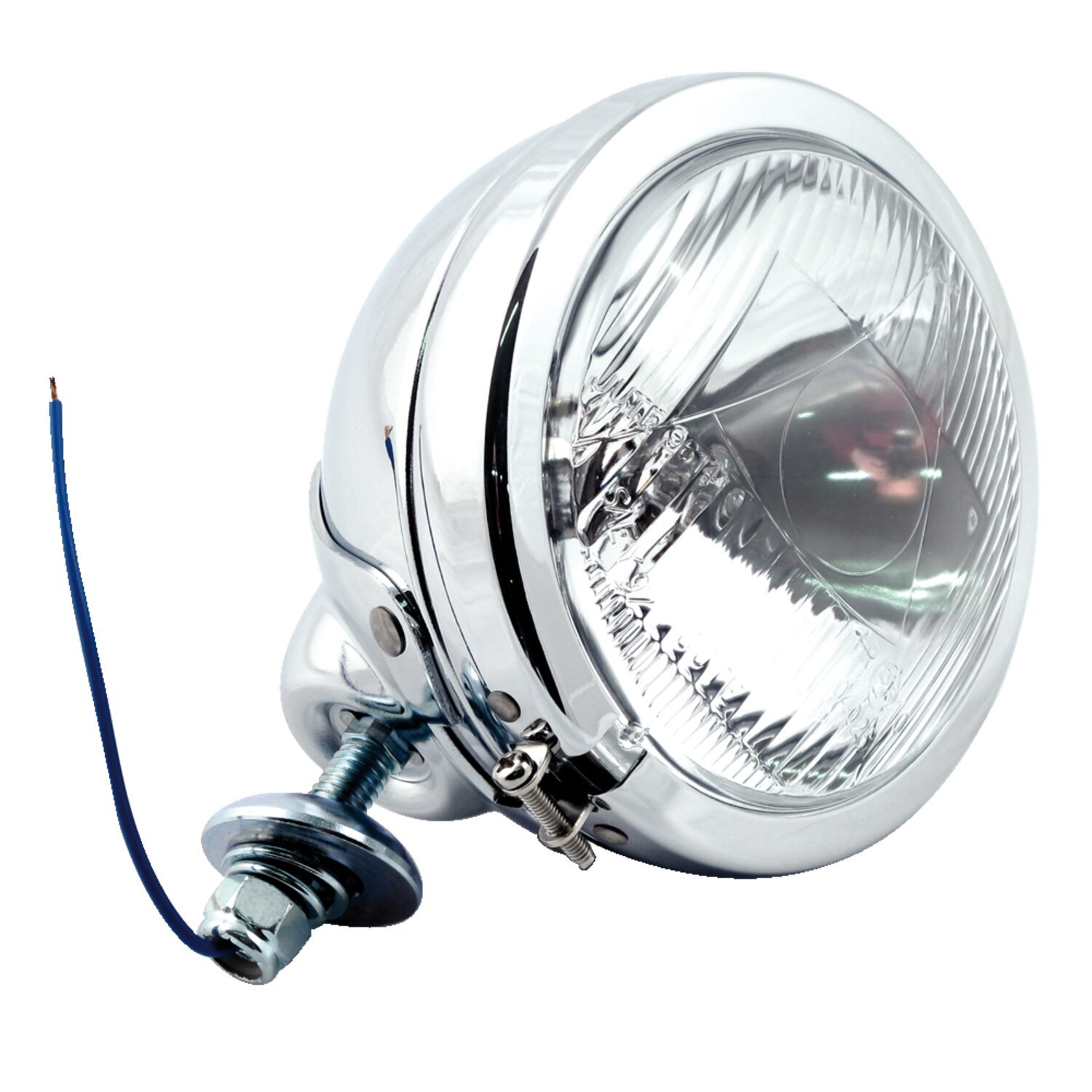 FL style spotlamp, 4-1/2". Chrome, ribbed/clear lens