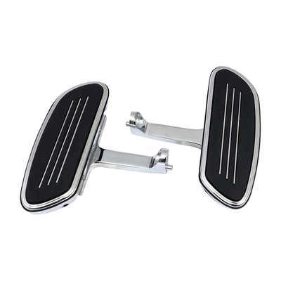Chrome plated. Black rubber inlay. Style-matches the Swept Wing design rider floorboards that is used on some Road King® Custom, Road Glide® Custom and Street Glide® models. Will fit physically fit all Touring models.
OEM replacement reference 50378-07B