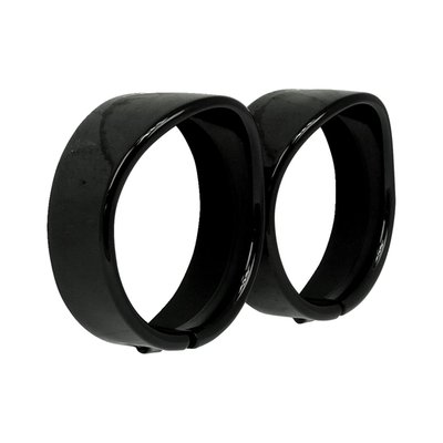 Visor style. 
Optically elongates the passing lamp shell to give the recessed (frenched) spotlamp look. 
Much quicker and more economical than replacing the complete spotlight. 
Replaces the original trim ring. 
OEM replacement reference 69732-05 (chrome version).