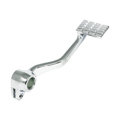 Chrome reproduction one-piece aluminum brake pedal/arm. 
OEM replacement reference 42579-99 and 42580-99