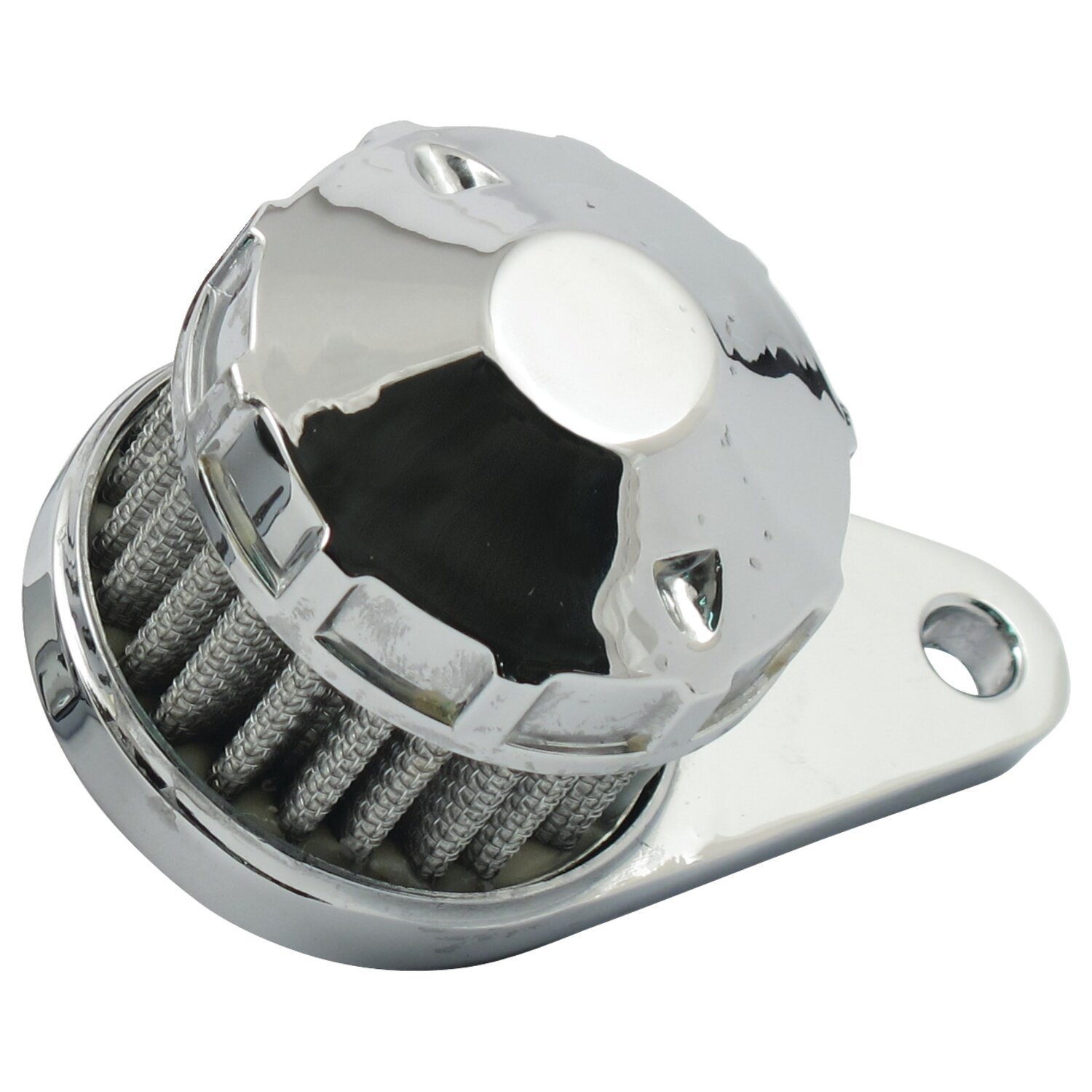 Crankcase breather filter, cone top, Chrome