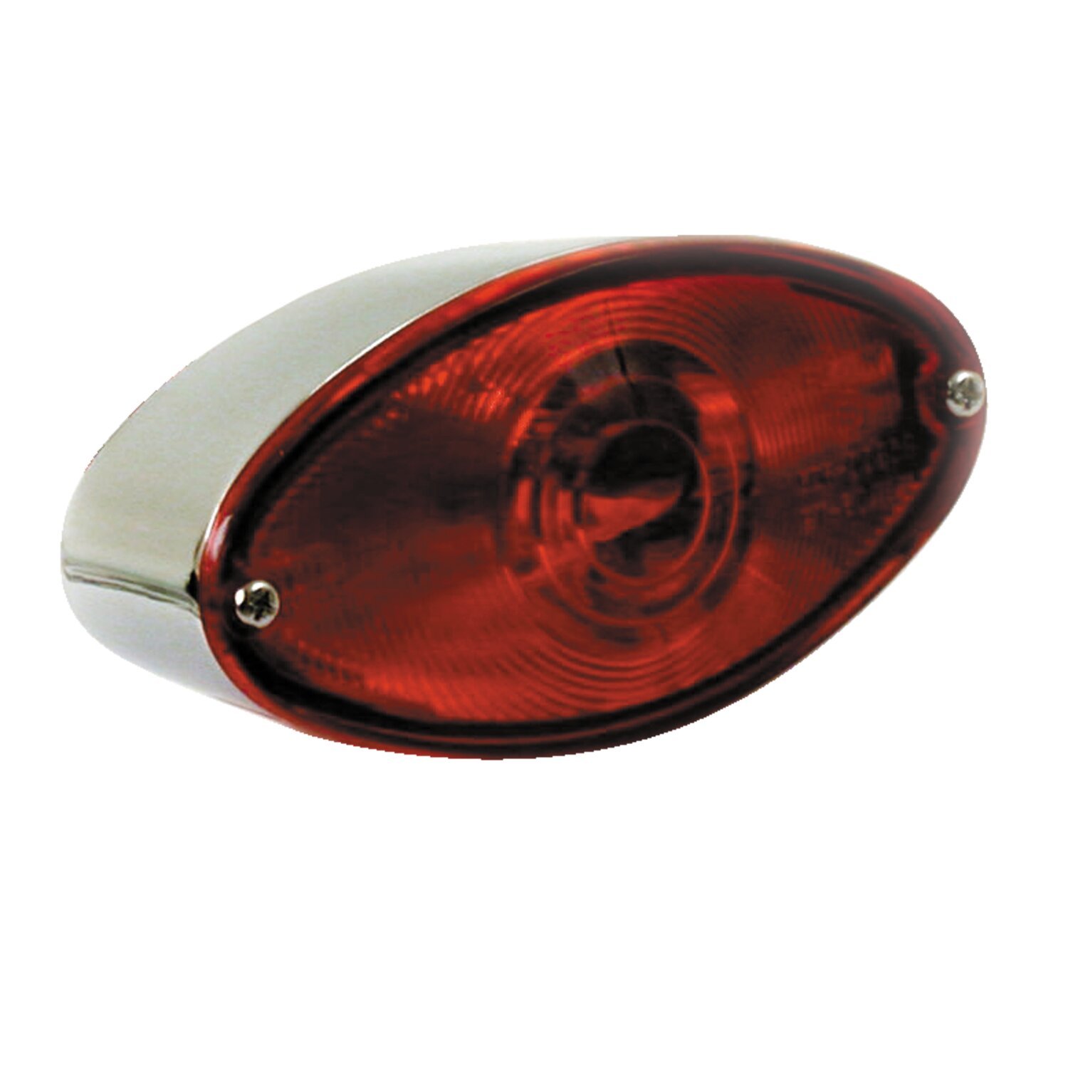 Cateye taillight. Die-cast housing, Red, Chrome