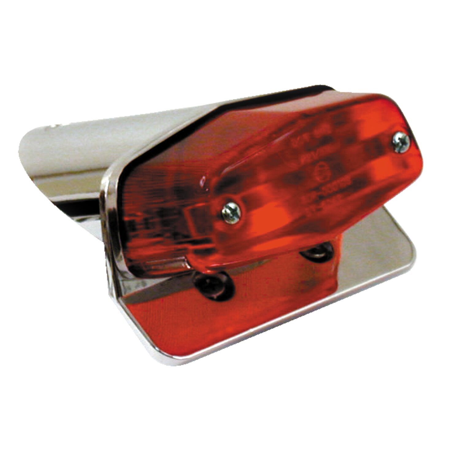 Custom lucas taillight assembly. with bracket, Red, Chrome