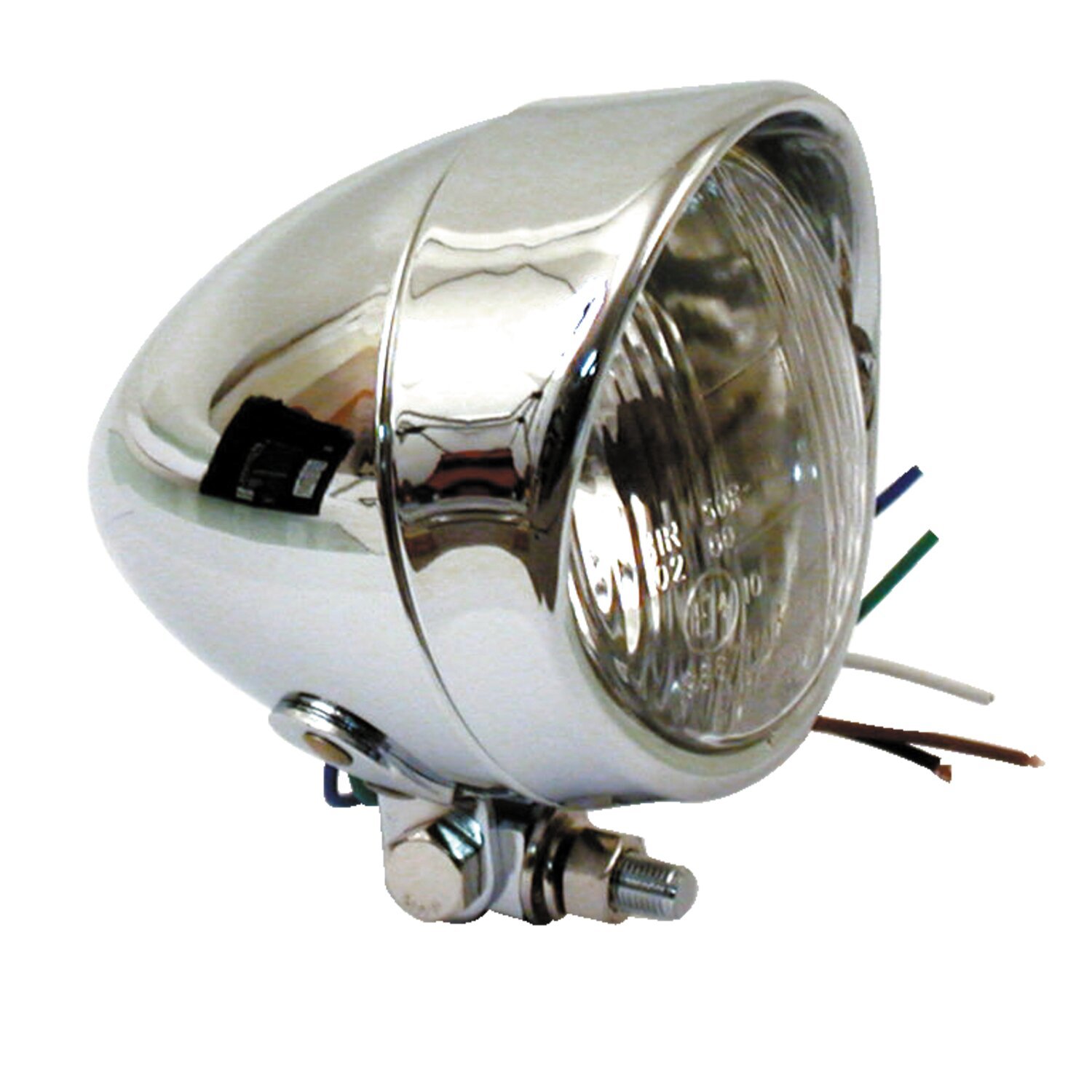 Bullet 4" H4 headlamp. smooth & visor, Chrome