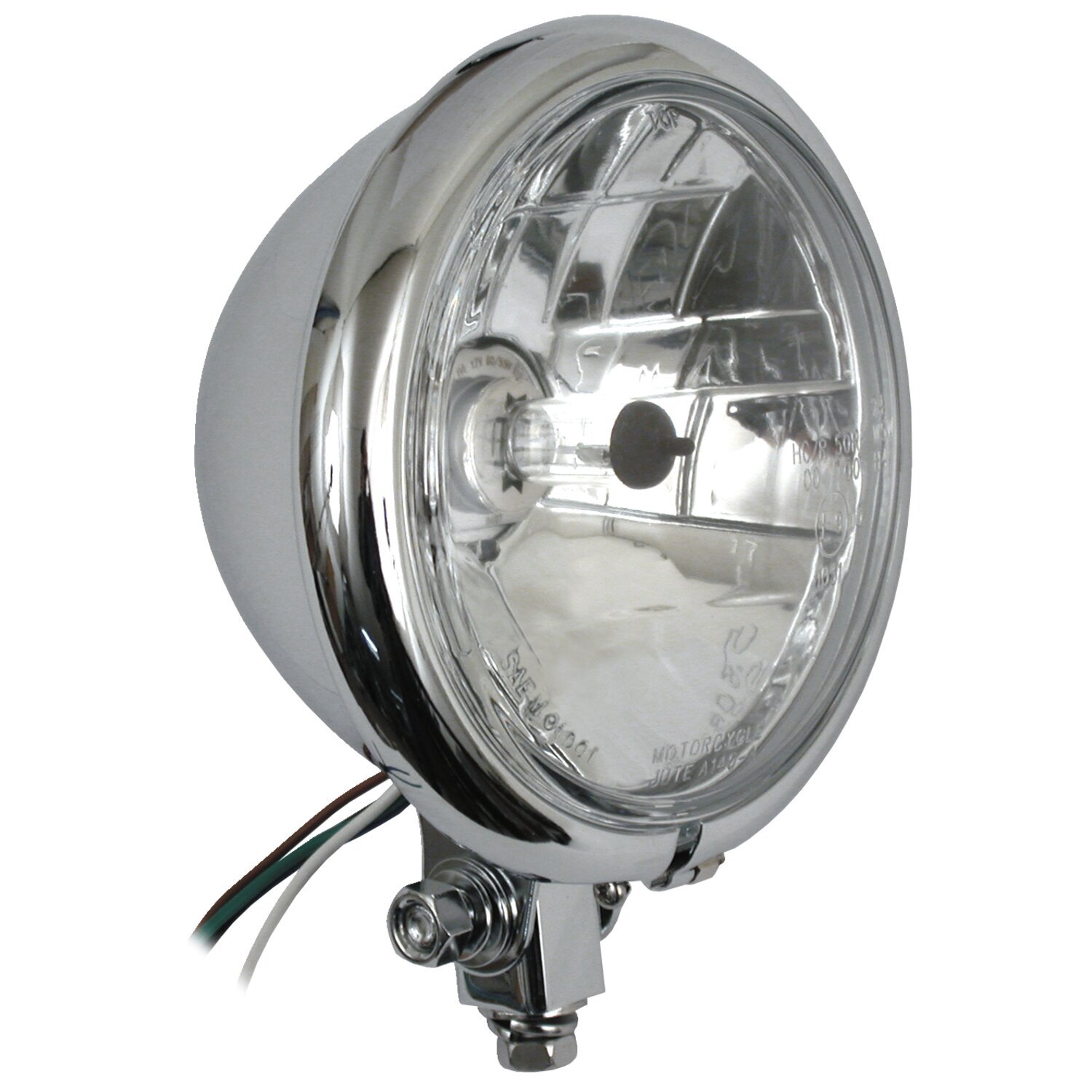 Bates style 5-3/4" prismic H4 headlamp, Chrome