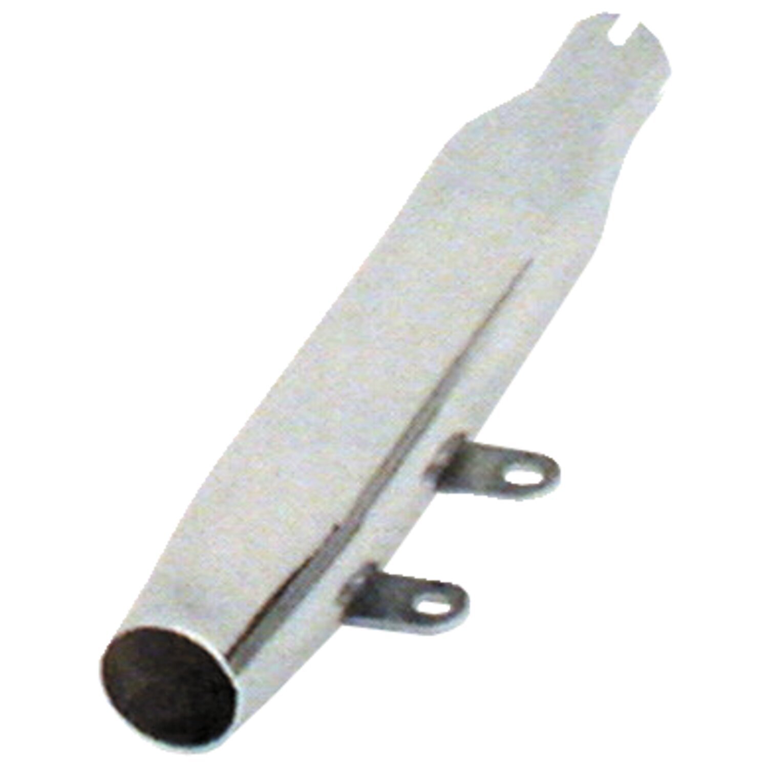 Paughco, replacement slip-on muffler. Slash cut, Chrome