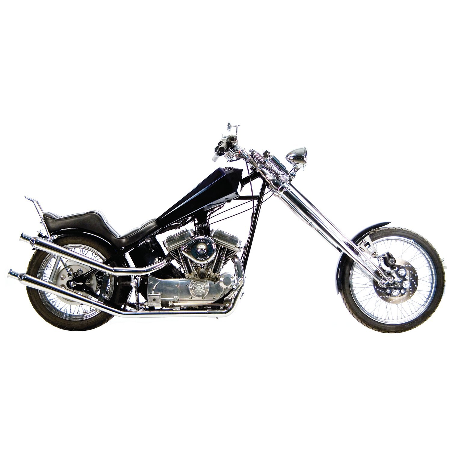 Paughco, Bell tip universal muffler. 20" long, Chrome
