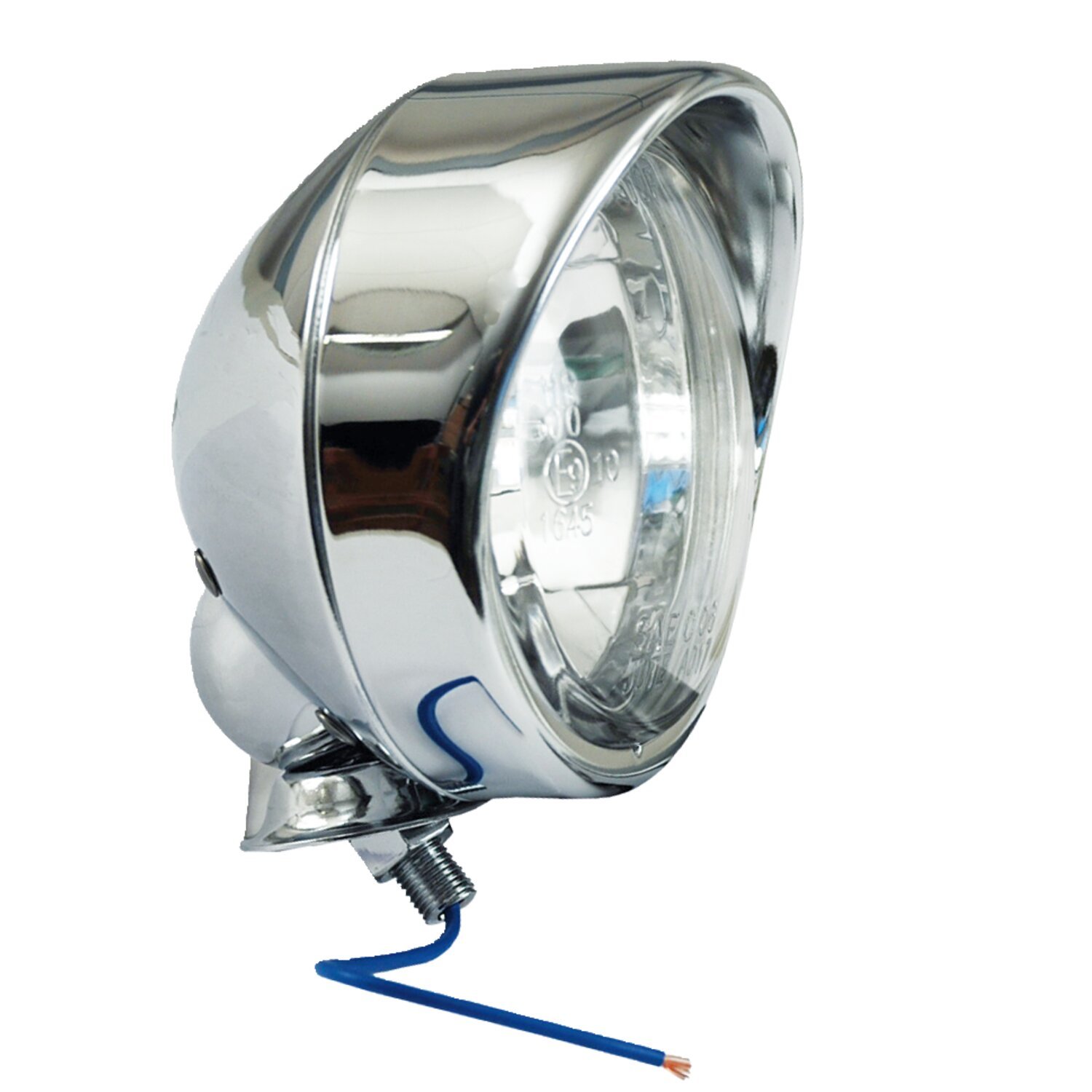 T-bone spotlamp. 3-1/2". Clear glass lens. with visor, White, Chrome