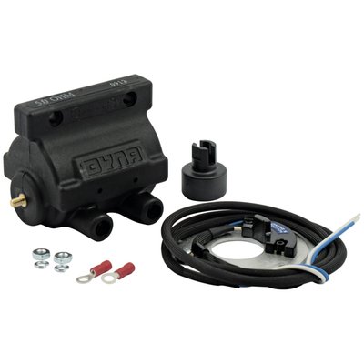 Complete Dyna-S kit dual fire with single coil. The required mechanical advance unit must be purchased separately. 

Note: Difference between Single & Dual Fire: 
- Dual Fire - This is the way the earlier, pre-Twin Cam, engines work. A single coil is used and both spark plugs fire simultaneously. This is the simplest system. The 'wasted' spark is sometimes said to be horsepower robbing. 
- Single Fire - This is the way the stock 00-up Twin Cam / M8 engines work. Two separate coils will fire the spark plugs independently and only the spark plug of the cylinder that is on compression stroke will be fired. It is said that these engines vibrate less and can improve power. The effects will become more pronounced with hotter cams and higher RPM. 
Note: For the single fire kit see 902527.