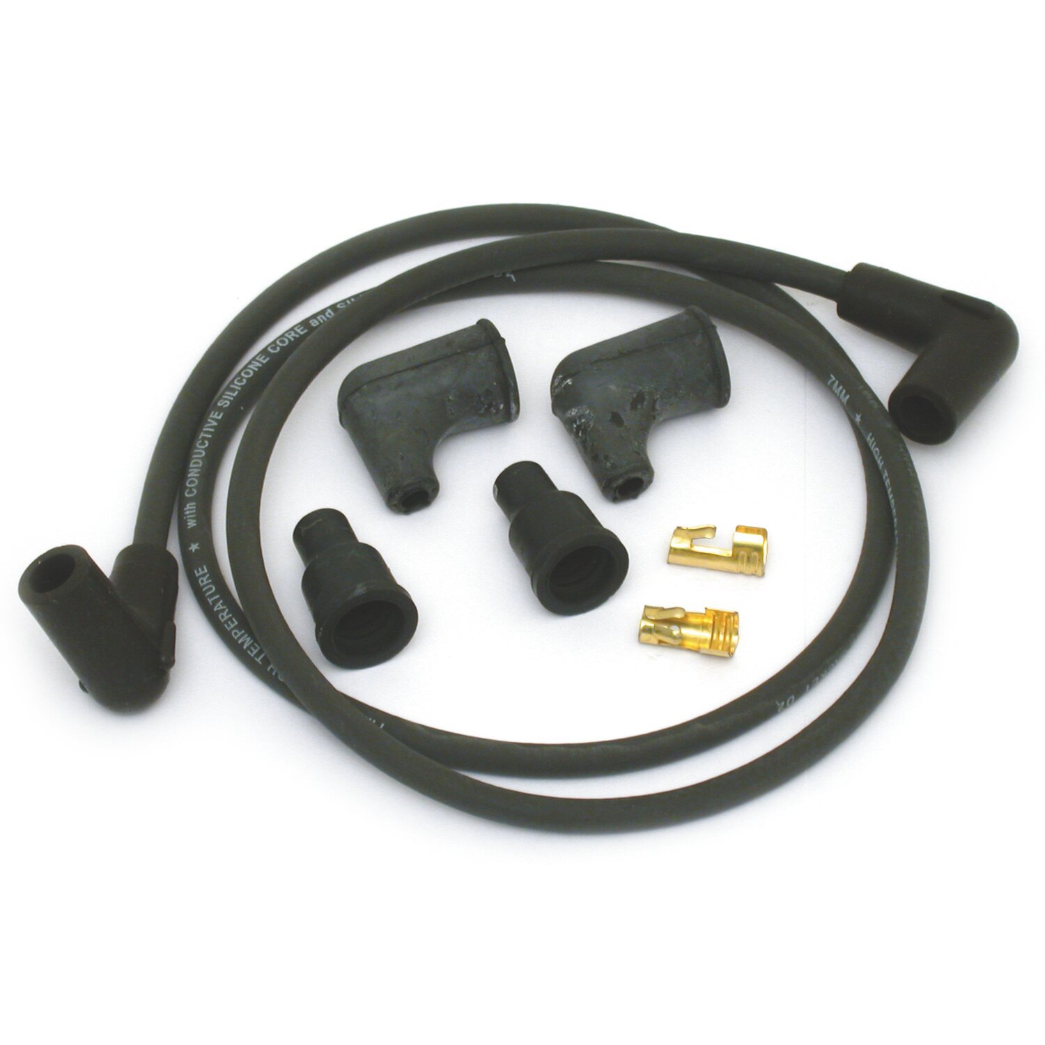 Dynatek, univ. 7mm spark plug wire set, 90° plug boot, Black
