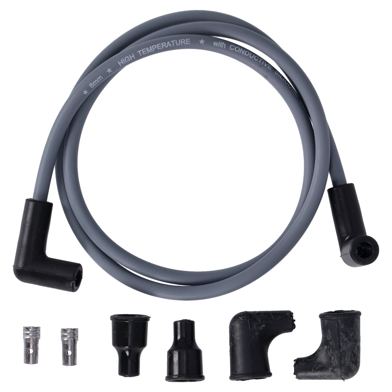 Dynatek, univ. 8mm spark plug wire set, 90° plug boot, Gray