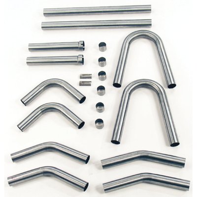 Mild steel tubing. 1-3/4" diameter pipes. Comprehensive kit as a base for your own special 'one-off' exhaust system. to allow you to fabricate your own exhaust system. Composed to fit this specific H-D model. Complete as shown.