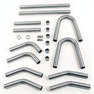 Mild steel tubing. 1-3/4" diameter pipes. Comprehensive kit as a base for your own special 'one-off' exhaust system. to allow you to fabricate your own exhaust system. Composed for Evo Xl, Evo Big Twin, Twin Cam and M8 engines. Complete as shown.