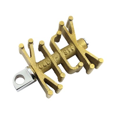 Solid brass kick pedal. 
Clear finish. 
With anti-slip 'KICK' lettering in the design. 
Mounting bolt and hardware included.
