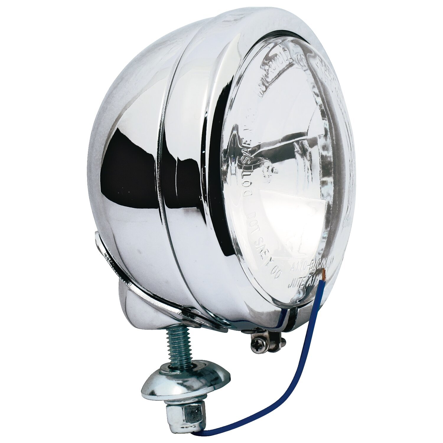 FL style spotlamp, 4-1/2". Chrome, clear lens, White