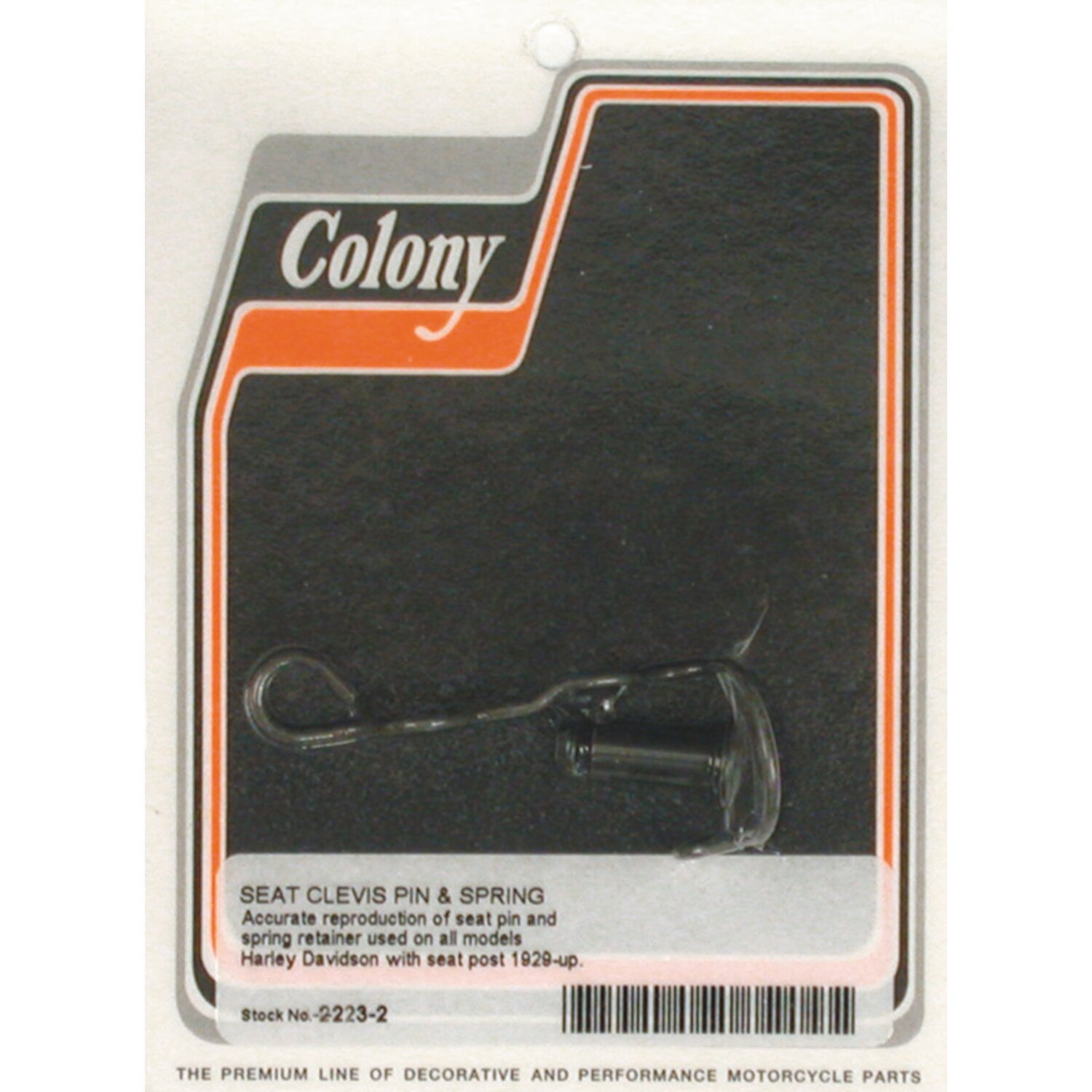 Colony, solo seat clevis pin and spring kit