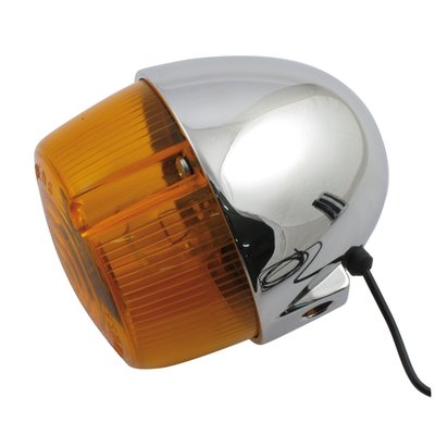 - Non-threaded mount 
- Amber lens 
- Front fork mounted 
- For narrow glide forks 
- OEM style replacement 
- Die-cast chrome plated housing 
- Single filament bulb. 
- OEM replacement reference 68517-77A