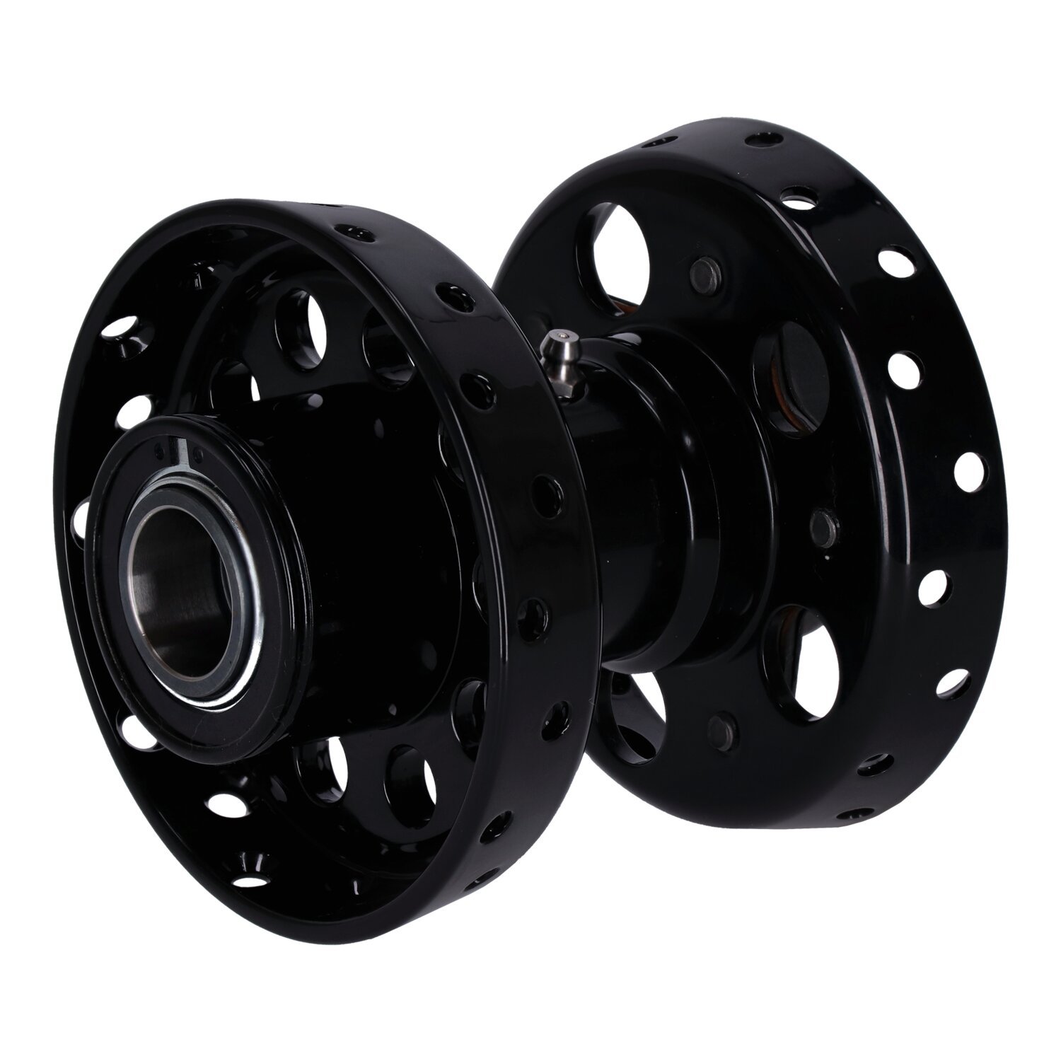 Custom Star hub, for OEM axle. Black with, star Black, Chrome