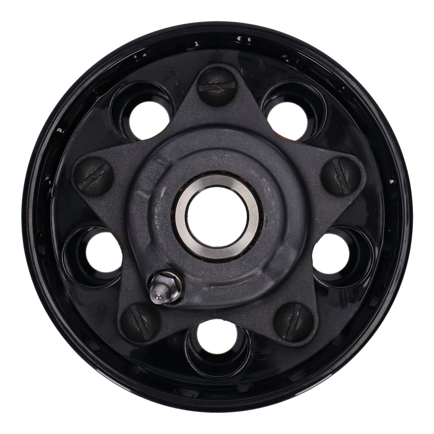 Custom Star hub, for OEM axle. Black with, star Black, Chrome