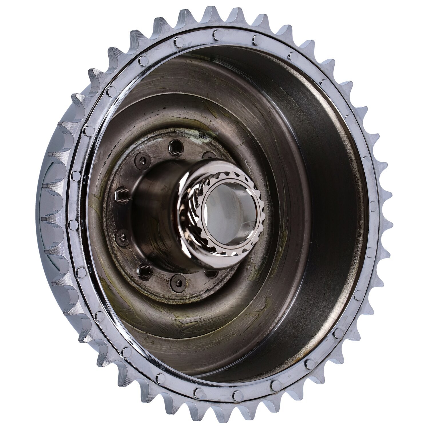 45" Flathead rear brake drum & sprocket, Chrome
