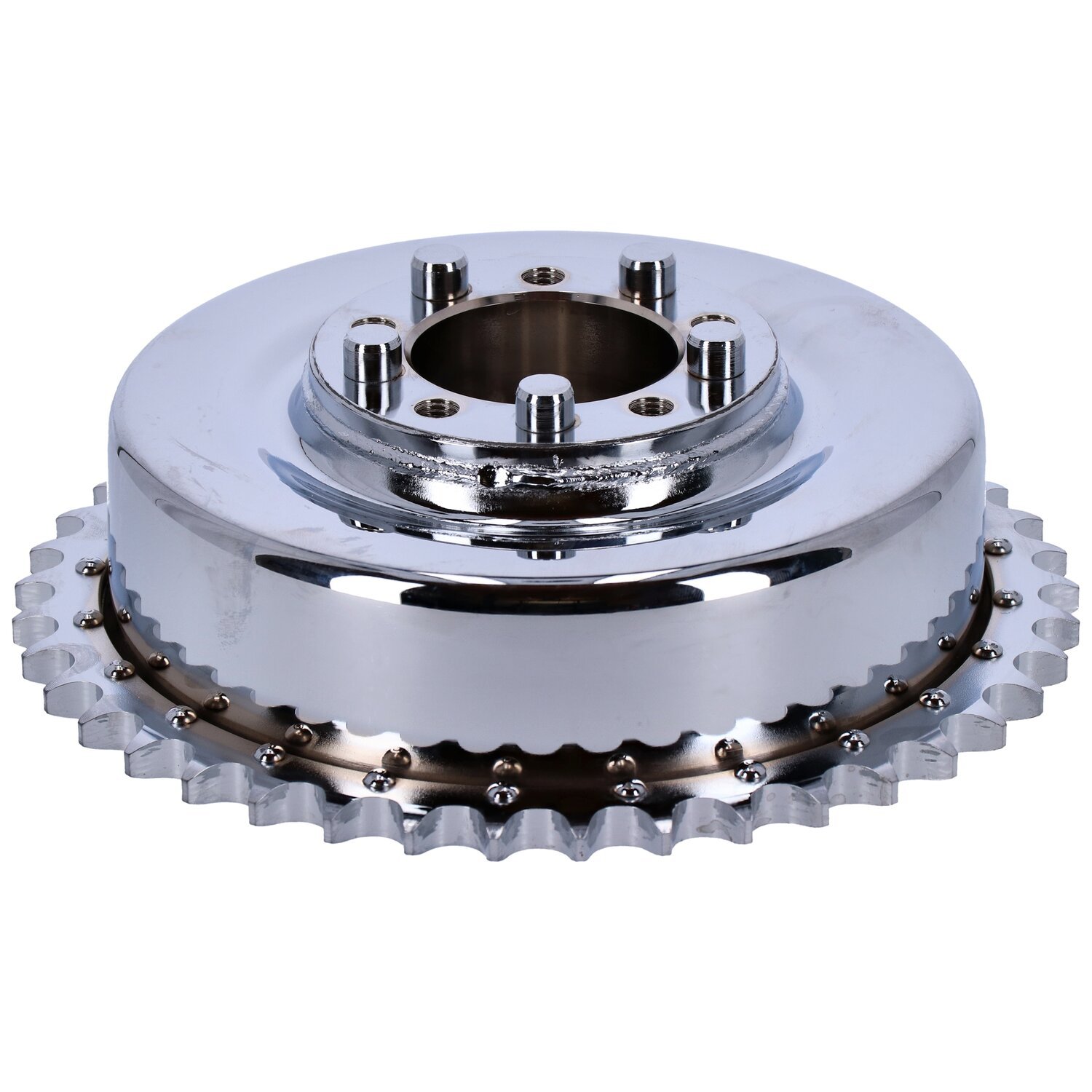 45" Flathead rear brake drum & sprocket, Chrome