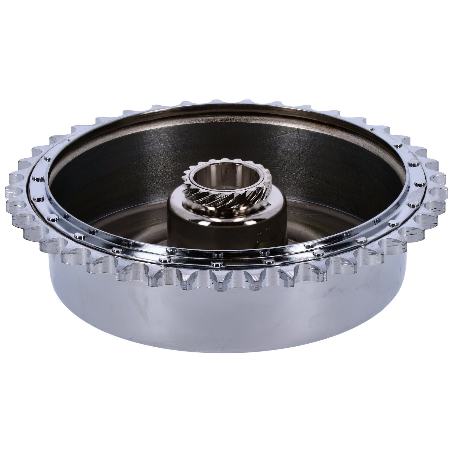 45" Flathead rear brake drum & sprocket, Chrome