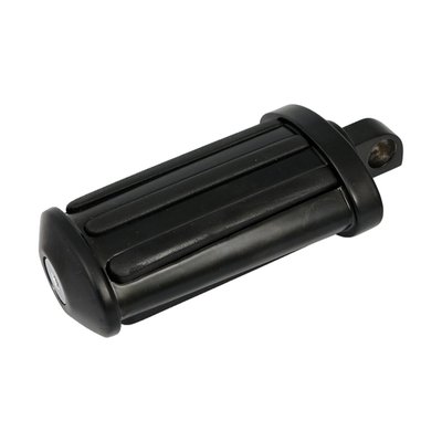 The rail foot peg line is both stylish as functional since the black rubber inlays give extra grip. 
Ideal to make a style matching combination with other slotted parts. 
Kick pedal will rotate around its axis. 